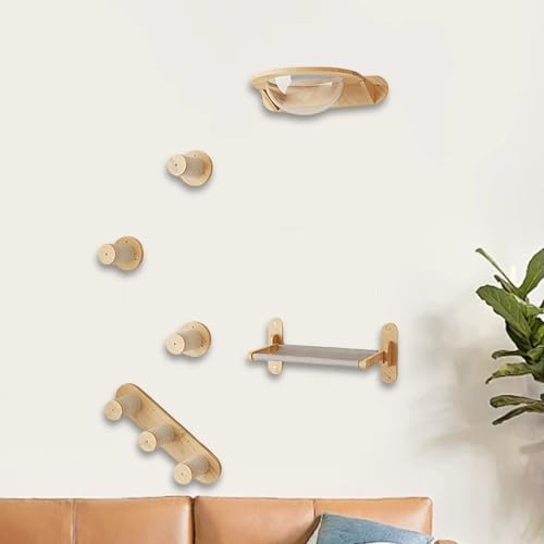 LKPMGOA Katzen-Wandregal-Set, Katzenregal für Die Wand, Klettergerüst für Katzen, Saugnapfhalterung, Erweiterter Platz Kostenlose DIY-Kombination(6 pcs-2) von LKPMGOA
