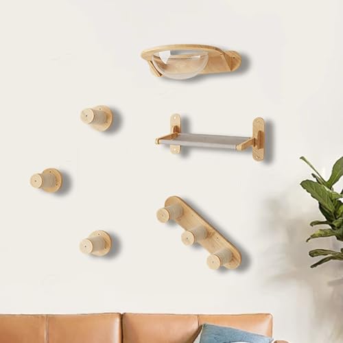 LKPMGOA Katzen-Wandregal-Set, Katzenregal für Die Wand, Klettergerüst für Katzen, Saugnapfhalterung, Erweiterter Platz Kostenlose DIY-Kombination(6 pcs-3) von LKPMGOA