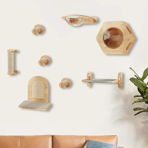 LKPMGOA Katzen-Wandregal-Set, Katzenregal für Die Wand, Klettergerüst für Katzen, Saugnapfhalterung, Erweiterter Platz Kostenlose DIY-Kombination(8 pcs-2) von LKPMGOA