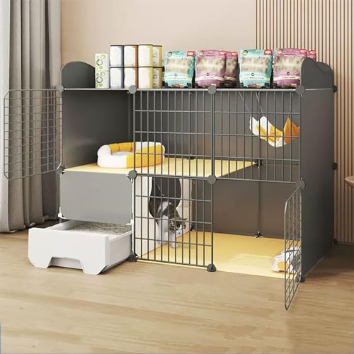 LKPMGOA Katzengehege Indoor-Katzenkäfig mit Katzentoilette, Haustierkäfige für Katzen, Aufbewahrung von Gegenständen Oben, Erweiterungsraum (Size : 109x39x85 cm) von LKPMGOA