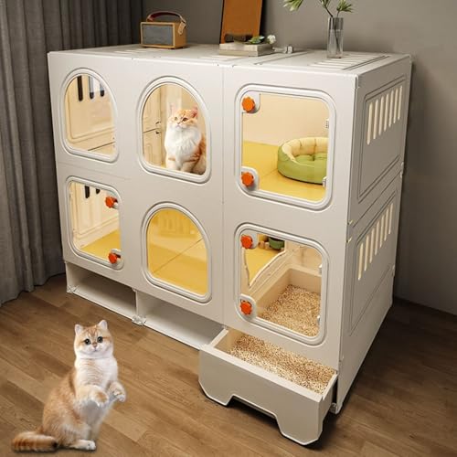 LKPMGOA Katzengehege für Drinnen, Großer Katzenkäfig mit Katzentoilette, Stauraum Unten für Mehr Platz in Der Höhe(105 * 45 * 88cm) von LKPMGOA