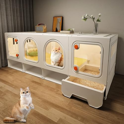 LKPMGOA Katzengehege für Drinnen, Großer Katzenkäfig mit Katzentoilette, Stauraum Unten für Mehr Platz in Der Höhe(140 * 45 * 52cm) von LKPMGOA