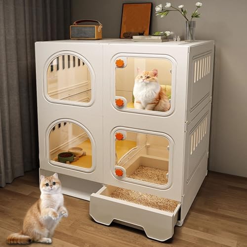LKPMGOA Katzengehege für Drinnen, Großer Katzenkäfig mit Katzentoilette, Stauraum Unten für Mehr Platz in Der Höhe(70 * 45 * 88cm) von LKPMGOA