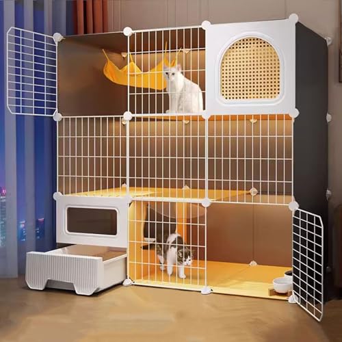 LKPMGOA Katzengehege für Hauskatzen, Katzenkäfigträger mit Katzentoilette, Katzenkfig Großer, Idealer Übungsbereich, für 1-3 Katzen(106x37x106cm) von LKPMGOA