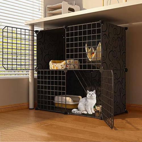 LKPMGOA Katzengehege für den Innenbereich, Katzenkäfige mit Katzentoilette, DIY-Katzenkäfig mit Kabelbindern, Einfach zu Montieren und zu Reinigen (Size : B-75x39x73cm) von LKPMGOA