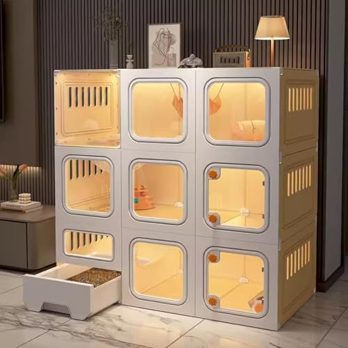 LKPMGOA Katzenkäfig für Drinnen, DIY-Katzengehege für Draußen, Großer Bewegungsbereich, Separate Katzentoilette, Erweiterter Platz(106x45x106cm) von LKPMGOA