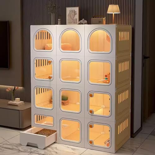 LKPMGOA Katzenkäfig für Drinnen, DIY-Katzengehege für Draußen, Großer Bewegungsbereich, Separate Katzentoilette, Erweiterter Platz(106x46x141cm) von LKPMGOA