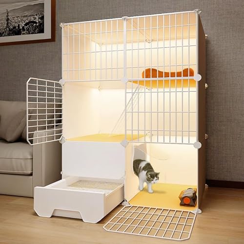 LKPMGOA Katzenkäfig mit Katzentoilette, DIY-Katzengehege für Den Innenbereich, Katzenlaufstall, Katzenkfig mit Katzenstreuschaufel + Leiter + Bändern (Size : 75x39x109cm) von LKPMGOA