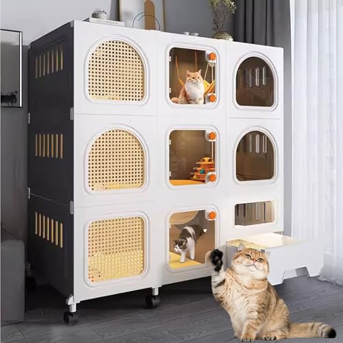 Katzenkäfige für Den Innenbereich, DIY-Katzengehege, Katzenkäfig mit Katzentoilette, Katzenkfig, Komplettes Zubehör, Erweiterungsraum(Grey,106x46x110cm) von LKPMGOA