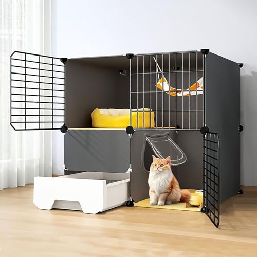 LKPMGOA Katzenkäfige für Den Innenbereich mit Katzentoilette, Katzengehege mit Türen, DIY-Installation, Einfache Spülreinigung, Verfeinerungsgitter (Size : 70x45x70cm) von LKPMGOA