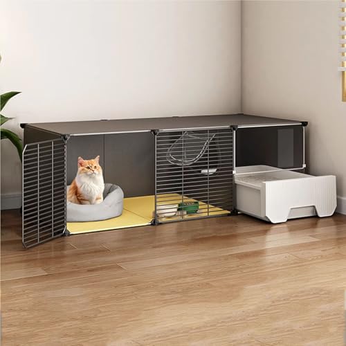 LKPMGOA Katzenkäfige für Drinnen mit Katzentoilette, Katzengehege für Drinnen, Verschlüsseltes Gitter, Geeignet für Kätzchen, mit Geschlossener Katzentoilette(107x37x35cm) von LKPMGOA