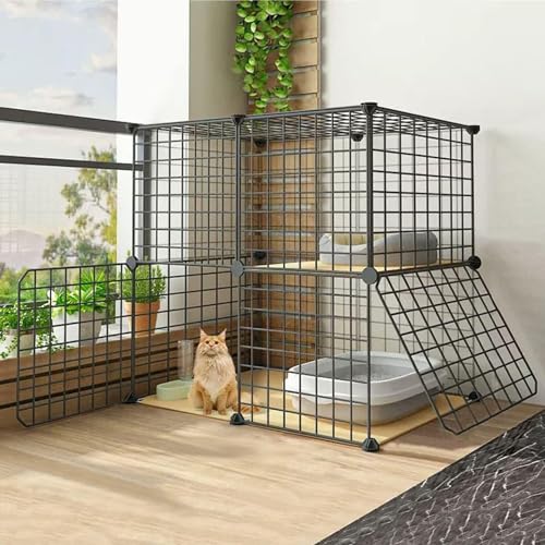 LKPMGOA Katzenkäfige für Katzen im Innenbereich, DIY-Katzengehege, Laufstall aus Metall, Harzplatte + Metallrahmen, Robust und Langlebig (Size : 75x49x73cm) von LKPMGOA