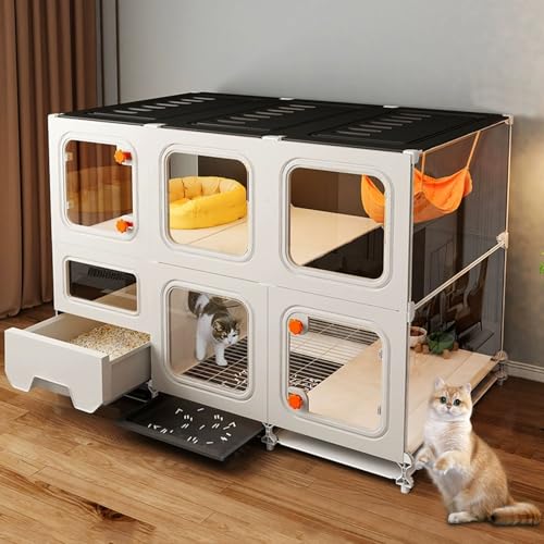 LKPMGOA Katzenkäfige für den Innenbereich, Großer Katzenkäfig, DIY-Laufstall, Verschlüsselter Gitterbereich, Leicht zu Reinigen(105 * 45 * 77cm) von LKPMGOA