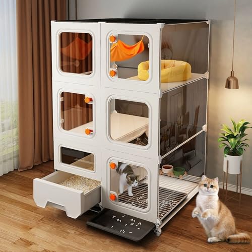 LKPMGOA Katzenkäfige für den Innenbereich, Großer Katzenkäfig, DIY-Laufstall, Verschlüsselter Gitterbereich, Leicht zu Reinigen(70 * 45 * 112cm) von LKPMGOA