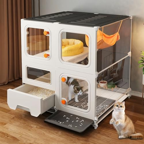 LKPMGOA Katzenkäfige für den Innenbereich, Großer Katzenkäfig, DIY-Laufstall, Verschlüsselter Gitterbereich, Leicht zu Reinigen(70 * 45 * 77cm) von LKPMGOA