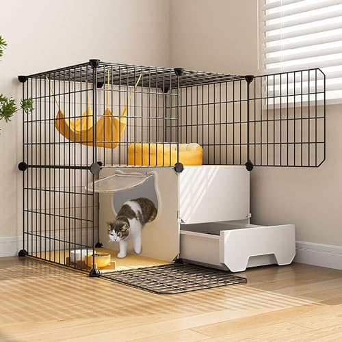 LKPMGOA Katzenkäfige für den Innenbereich, Katzengehege mit 2/3 Ebenen, DIY-Katzenlaufstall, Katzenkäfig mit Verfeinerungsgitter, Unabhängige Katzentoilette (Size : C-75x39x73cm) von LKPMGOA