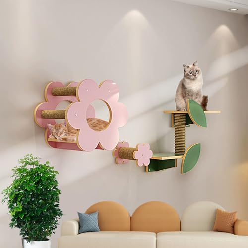 LKPMGOA Katzenkletterregale Zur Wandmontage, Katzenregal Für Die Wand, Verstärkte Platte, Zum Schlafen, Spielen Und Kratzen(5pcs) von LKPMGOA