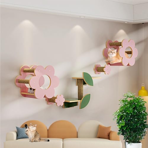 LKPMGOA Katzenkletterregale Zur Wandmontage, Katzenregal Für Die Wand, Verstärkte Platte, Zum Schlafen, Spielen Und Kratzen(7pcs) von LKPMGOA
