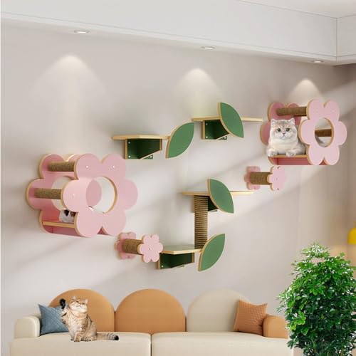 LKPMGOA Katzenkletterregale Zur Wandmontage, Katzenregal Für Die Wand, Verstärkte Platte, Zum Schlafen, Spielen Und Kratzen(9-1pcs) von LKPMGOA