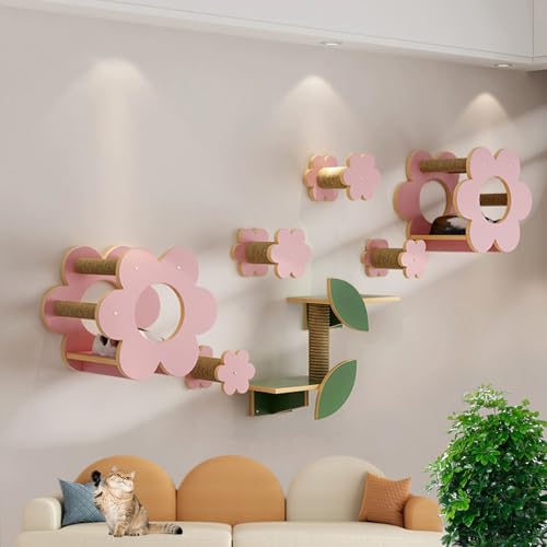 LKPMGOA Katzenkletterregale Zur Wandmontage, Katzenregal Für Die Wand, Verstärkte Platte, Zum Schlafen, Spielen Und Kratzen(9-2pcs) von LKPMGOA