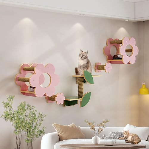 LKPMGOA Katzenregale und Sitzstangen für Die Wand, Wandkratzbaum, Verdickte Platte, Mehr Platz, zum Schlafen, Spielen und Kratzen(7pcs) von LKPMGOA