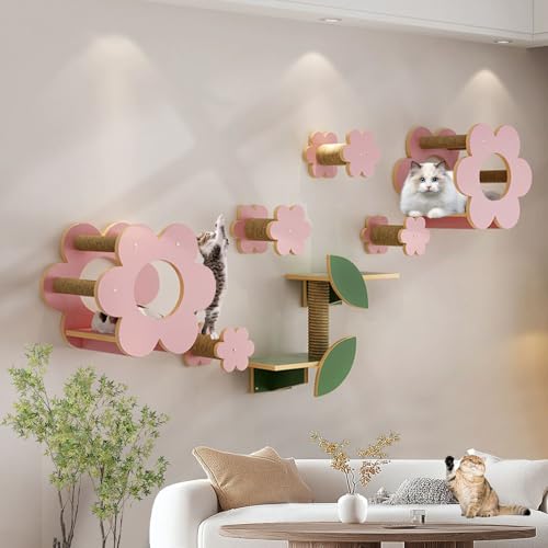 LKPMGOA Katzenregale und Sitzstangen für Die Wand, Wandkratzbaum, Verdickte Platte, Mehr Platz, zum Schlafen, Spielen und Kratzen(9-2pcs) von LKPMGOA