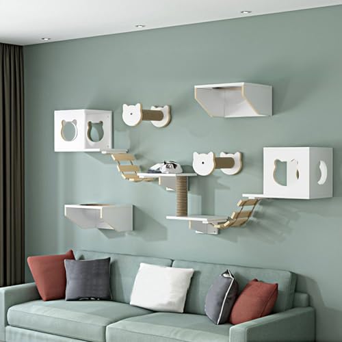 LKPMGOA Katzentreppe Wand aus Holz, Kletterwand Katzen, Erweiterter Platz, Bodenverstärkung, Geeignet zum Klettern und Spielen(11pcs) von LKPMGOA