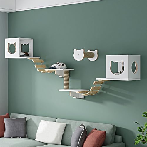 LKPMGOA Katzentreppe Wand aus Holz, Kletterwand Katzen, Erweiterter Platz, Bodenverstärkung, Geeignet zum Klettern und Spielen(8pcs) von LKPMGOA