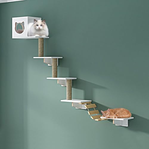 LKPMGOA Katzentreppe Wand aus Holz, Kletterwand Katzen, Erweiterter Platz, Bodenverstärkung, Geeignet zum Klettern und Spielen(9-1pcs) von LKPMGOA