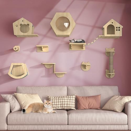 LKPMGOA Katzenwandregale, Katzenregale für den Innenbereich, Erweitern Sie den Wohnraum, Für Bewegung, Klettern und Spielen(13pcs) von LKPMGOA
