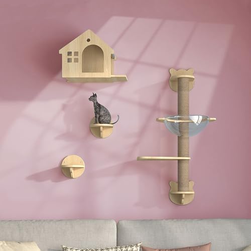 LKPMGOA Katzenwandregale, Katzenregale für den Innenbereich, Erweitern Sie den Wohnraum, Für Bewegung, Klettern und Spielen(4pcs) von LKPMGOA