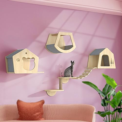LKPMGOA Katzenwandregale, Katzenregale für den Innenbereich, Erweitern Sie den Wohnraum, Für Bewegung, Klettern und Spielen(7pcs) von LKPMGOA