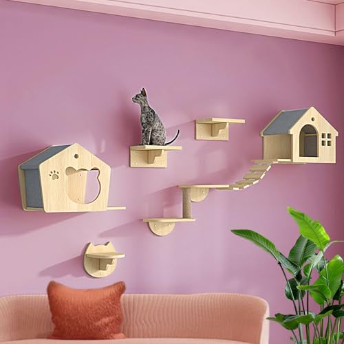 LKPMGOA Katzenwandregale, Katzenregale für den Innenbereich, Erweitern Sie den Wohnraum, Für Bewegung, Klettern und Spielen(9pcs) von LKPMGOA