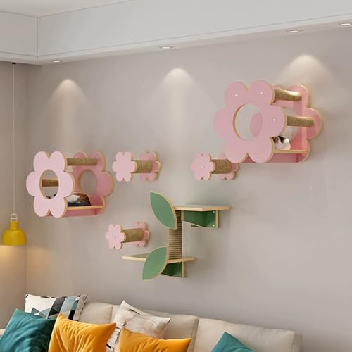 LKPMGOA Kletterwand Katze-Set mit Bodenverstärkung, Katzenwandregale aus Holz, Platzsparend, Geeignet für Kleine Wohnungen(8pcs) von LKPMGOA