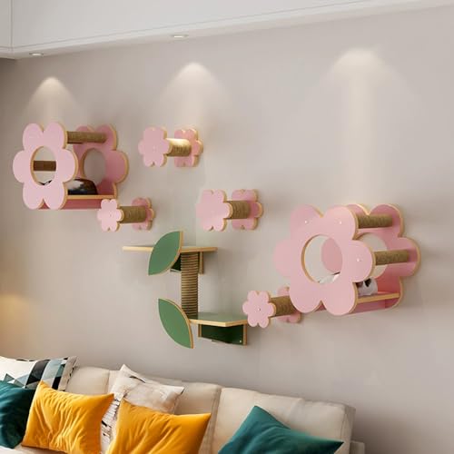 LKPMGOA Kletterwand Katze-Set mit Bodenverstärkung, Katzenwandregale aus Holz, Platzsparend, Geeignet für Kleine Wohnungen(9-2pcs) von LKPMGOA