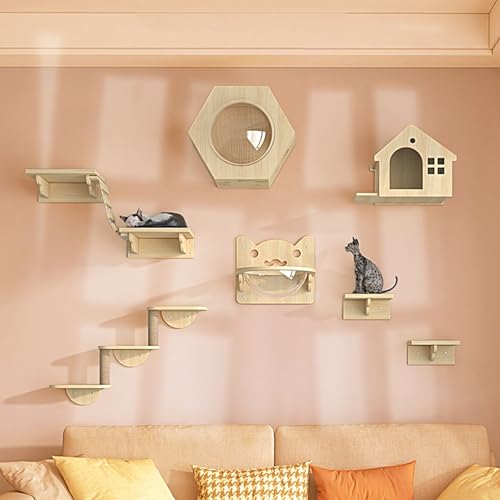 LKPMGOA Kletterwand Katzen, Katzentreppe Wand, mit Weicher Leiter, Plattform, Sprungplattform und Greifer(11pcs) von LKPMGOA