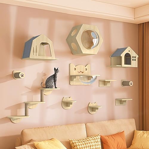 LKPMGOA Kletterwand Katzen, Katzentreppe Wand, mit Weicher Leiter, Plattform, Sprungplattform und Greifer(12pcs) von LKPMGOA