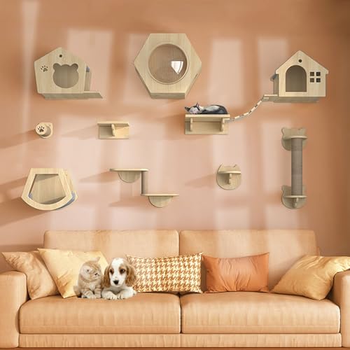 LKPMGOA Kletterwand Katzen, Katzentreppe Wand, mit Weicher Leiter, Plattform, Sprungplattform und Greifer(13pcs) von LKPMGOA