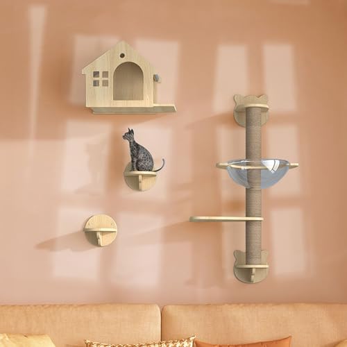 LKPMGOA Kletterwand Katzen, Katzentreppe Wand, mit Weicher Leiter, Plattform, Sprungplattform und Greifer(4pcs) von LKPMGOA