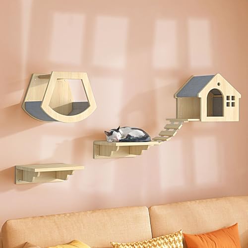 LKPMGOA Kletterwand Katzen, Katzentreppe Wand, mit Weicher Leiter, Plattform, Sprungplattform und Greifer(5pcs) von LKPMGOA