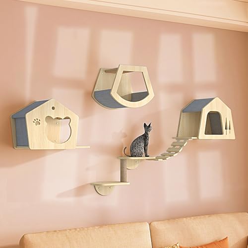 LKPMGOA Kletterwand Katzen, Katzentreppe Wand, mit Weicher Leiter, Plattform, Sprungplattform und Greifer(7pcs) von LKPMGOA