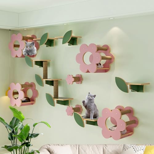 LKPMGOA Kletterwand Katzen Set, Regale Und Sitzstangen für Die Wand, Verdickte Platte, Erweiterter Platz, Geeignet Für Katzen Zum Spielen und Schlafen(15pcs) von LKPMGOA
