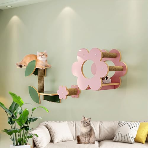 LKPMGOA Kletterwand Katzen Set, Regale Und Sitzstangen für Die Wand, Verdickte Platte, Erweiterter Platz, Geeignet Für Katzen Zum Spielen und Schlafen(5pcs) von LKPMGOA