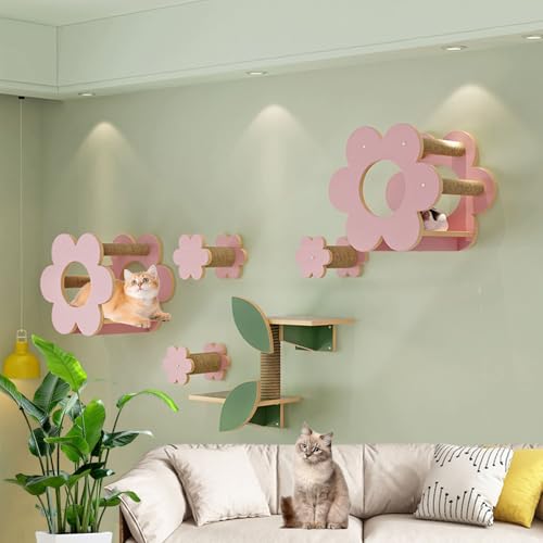 LKPMGOA Kletterwand Katzen Set, Regale Und Sitzstangen für Die Wand, Verdickte Platte, Erweiterter Platz, Geeignet Für Katzen Zum Spielen und Schlafen(8pcs) von LKPMGOA