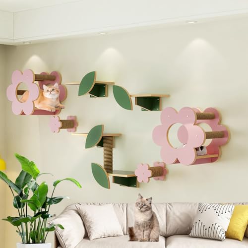 LKPMGOA Kletterwand Katzen Set, Regale Und Sitzstangen für Die Wand, Verdickte Platte, Erweiterter Platz, Geeignet Für Katzen Zum Spielen und Schlafen(9-1pcs) von LKPMGOA