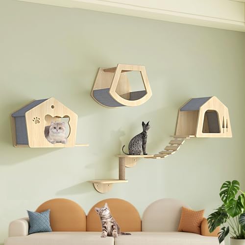 LKPMGOA Kletterwand Katzen Zur Wandmontage, Katzen Wand Klettern, Verdickte Platte, Robust und Stabil, Passend (6pcs) von LKPMGOA