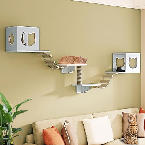 LKPMGOA Kletterwand Katzen aus Kiefernholz, Katzen Wand Klettern, für die Wandmontage, Ideal Zum Klettern, Kratzen(7pcs) von LKPMGOA