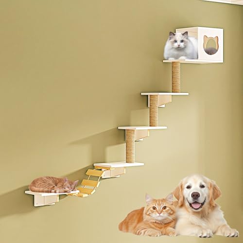 LKPMGOA Kletterwand Katzen aus Kiefernholz, Katzen Wand Klettern, für die Wandmontage, Ideal Zum Klettern, Kratzen(9-1pcs) von LKPMGOA