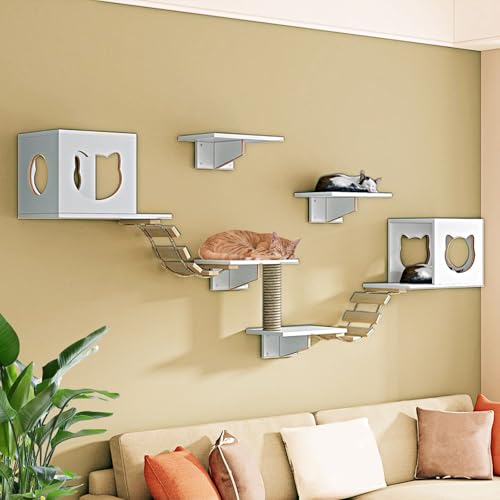 LKPMGOA Kletterwand Katzen aus Kiefernholz, Katzen Wand Klettern, für die Wandmontage, Ideal Zum Klettern, Kratzen(9-2pcs) von LKPMGOA