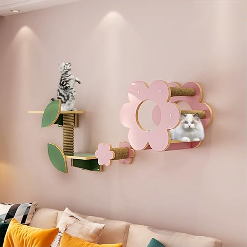 LKPMGOA Kletterwand Katzen- und -kratzbaum Wand, Massivholz-Wandmöbel-Set, Geeignet zum Aufstellen, Spielen, Malen und Bemalen(5pcs) von LKPMGOA
